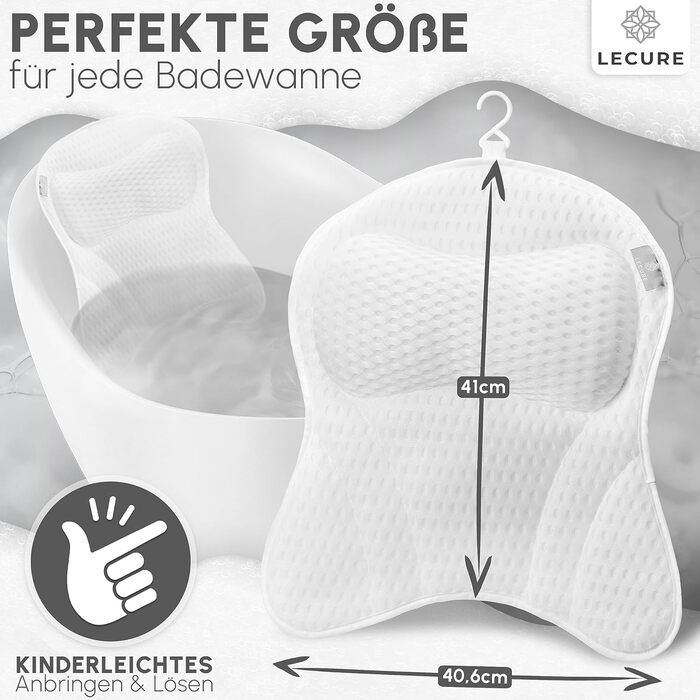 Подушка для ванни з губкою [в комплекті] - Дихаюча подушка для ванни для шиї та спини з ергономічною формою - Якісна подушка для розслаблення