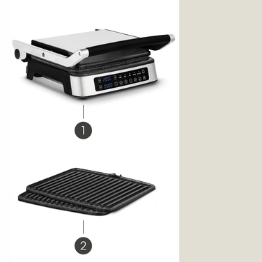 Електричний гриль Zeegma Chef 2100W, сріблястий, таймер, 5 програм, антипригарне покриття