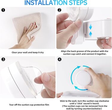 Миска для мила з двошаровою конструкцією та присоском, милотримач на стіну без свердління, милотримач для душу з піддоном, білий, 2 яруси