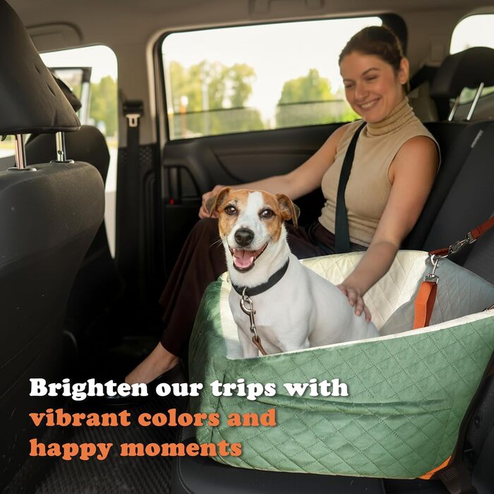 Автокрісло для собак iPetba - Зелене, для маленьких порід, з захистом від зіткнень, антиковзаюче, знімне та миється