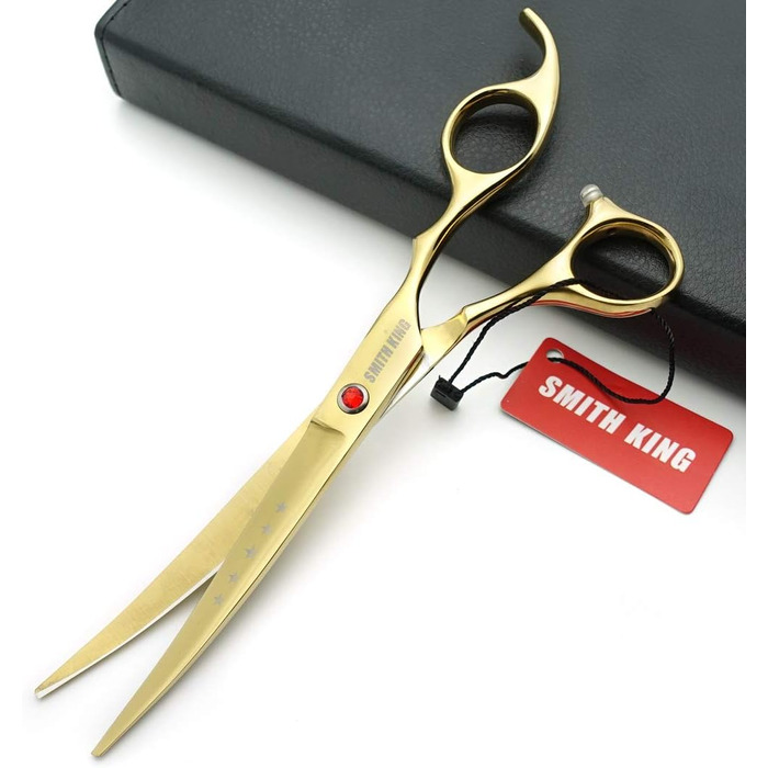 Набір ножиць для грумінгу собак 7 дюймів: прямі та вигнуті ножиці, 4 шт. (золотий)