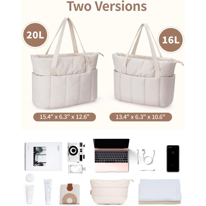 Сумка жіноча Narwey Shopper бежева, велика, легка - для роботи, навчання, як сумка для вчителя з багатьма кишенями