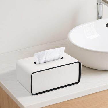 Скріпка для серветок GORESE, шкіряна, квадратна, біла (25.5 x 15 x 10.3 см)