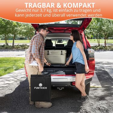 Складний кемпінговий стіл FUNYKICH 116x40x26 см, жовтий - алюмінієвий, MDF стільниця, з сумкою для перенесення