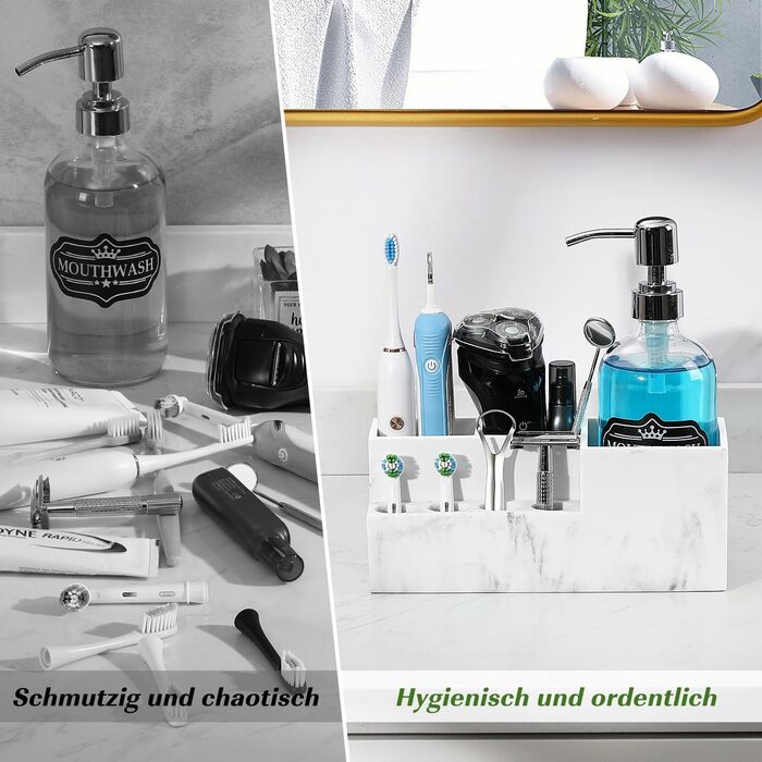 Тримач для зубних щіток Luxspire з 5 відсіками: органайзер для електричних зубних щіток, сімейний тримач, велика місткість, для зубної пасти та бритв