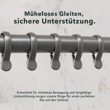 Штанга для душу Ericha L-подібної та U-подібної форми - 4-в-1 для ванни/душу - сталева з порошковим покриттям (сірий глянцевий)