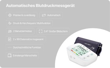 Тонометр на плече Oryzom з визначенням аритмії, 240 місць пам'яті та голосовим виводом – переможець тесту 2025 року, білий