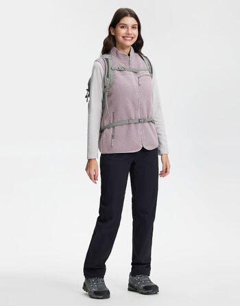 Тепла флісова жилетка Pioneer Camp для жінок – м'яка жилетка з плюшевої тканини з коміром-стійкою та блискавкою для осені, походів, катання на лижах, світло-фіолетовий, розмір S