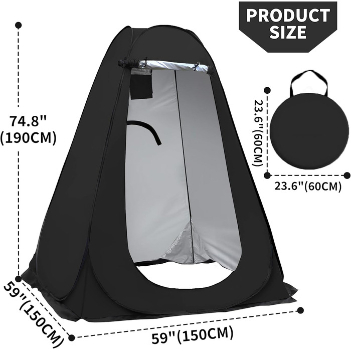 Portable Pop-Up Shower Tent - Outdoor Privacy Shelter for Beach, Camping, Hiking & Fishing - UV Protection (59