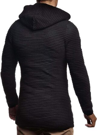 Чоловіча в'язана куртка Leif Nelson з капюшоном та блискавкою - чоловіча кардиган з трикотажного полотна для зими, чорний, XL