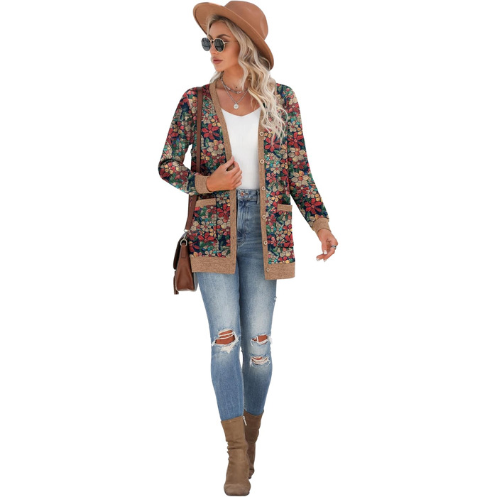 Жіночий трикотажний кардиган GRECERELLE з довгими рукавами, V-подібний виріз, з кишенями та ґудзиками, м'який, довгий, елегантний, для осені, в'язаний, колір морської хвилі (S)