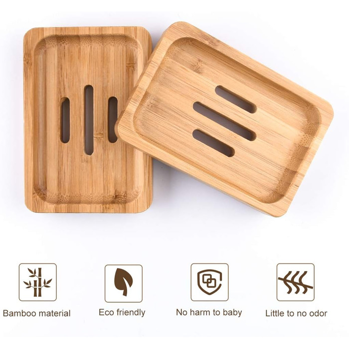 Натуральні дерев'яні підставки для мила з бамбука (2 шт.) - ручна робота, для мила, губки, аксесуарів для ванної кімнати