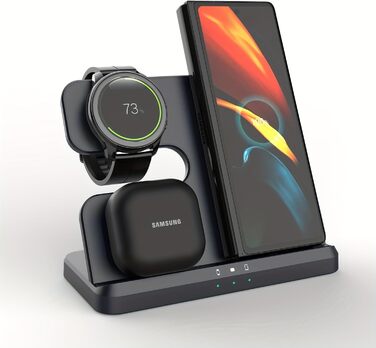 Бездротова зарядка 3-в-1 для Samsung Galaxy: смартфони, навушники, годинники (чорний)