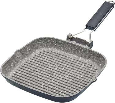 MasterClass Induction-Safe Non-Stick Grill Pan with Folding Handle, 20 cm (8