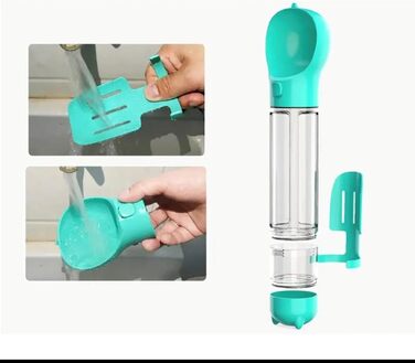 Подорожній набір для собак: миска, пляшка та диспенсер для корму (350 мл, блакитний)