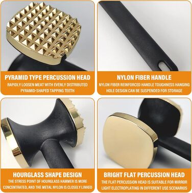 Нізіріо Fleischklopfer: М'ясорубка з нержавіючої сталі, подвійний молоток для шніцелів, безпечна для миття в посудомийній машині