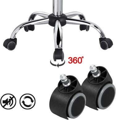 Офісне крісло Yaheetech без підлокітників, регульоване по висоті, на роликах, з штучної шкіри, 360° обертання, біле