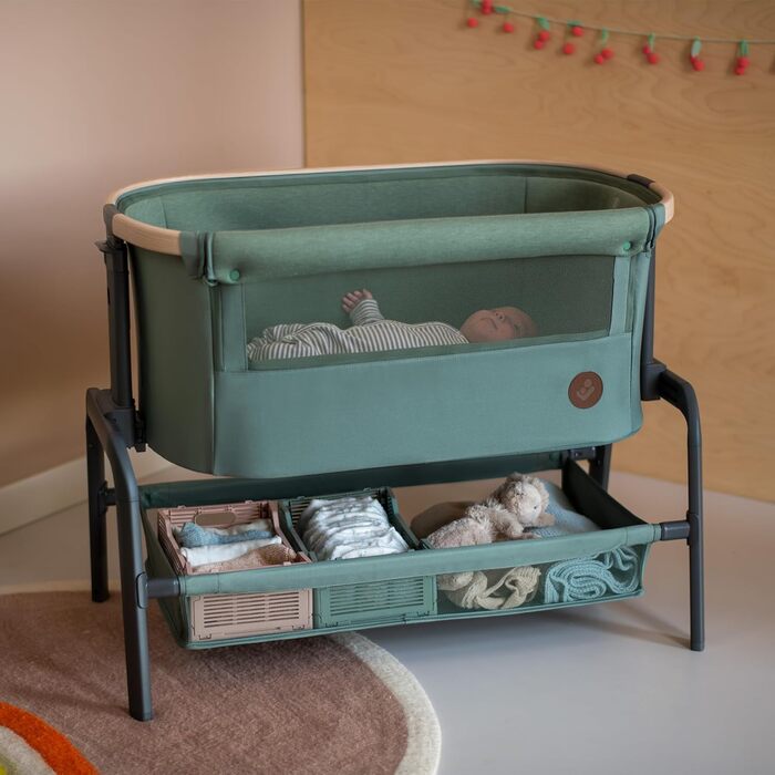 Maxi-Cosi Iora Bedside Crib Baby, Foldable Co-Sleeper, 0–6 Months, max. 9 kg, 4 Recline Positions and 5 Height Levels, Easy to Push, Comfortable Mattress, Large Basket, Easy to Carry, Essential Grey Essential Grey Iora