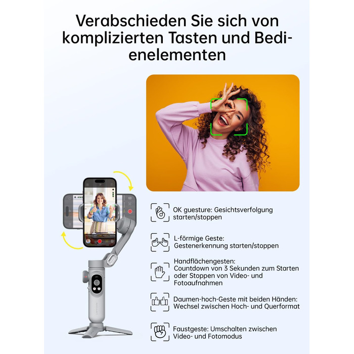 Стабілізатор для смартфона AOCHUAN Smart X Pro (3-осьовий, з RGB-підсвічуванням, для iPhone/Android)