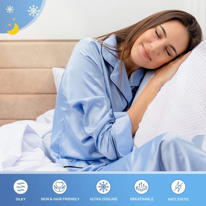 Ортопедична подушка для шиї та голови Derila з memory foam. Підходить для сну на боці, спині та животі. Оригінальна, з охолоджуючим чохлом, розмір King (60x34 см).