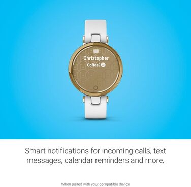 Garmin Lily™ – класичний розумний годинник з сенсорним екраном та декорованим корпусом, світло-золотистий з білим шкіряним ремінцем