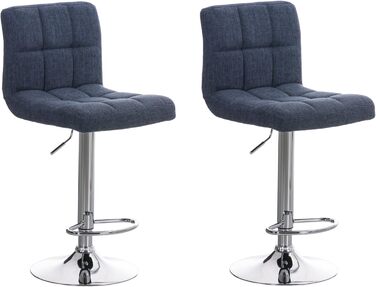 Peru 2-Piece Bar Stool Set with Fabric Upholstery - Swivel, Adjustable Height, Chrome Finish | Blue