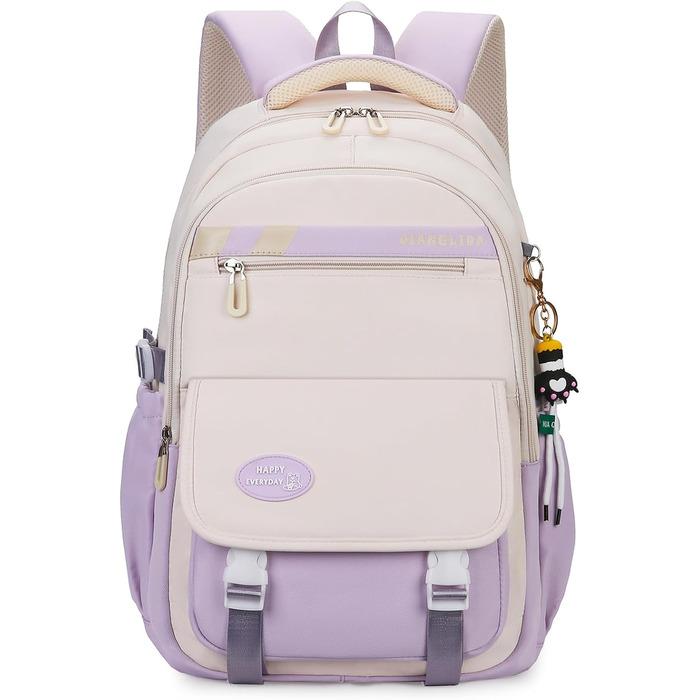 Шкільний рюкзак для дівчаток та хлопчиків-підлітків. Водонепроникний рюкзак з нейлону, легкий, з кількома кишенями. Ідеально підходить для школи, подорожей та спорту (зелений, світло-фіолетовий)