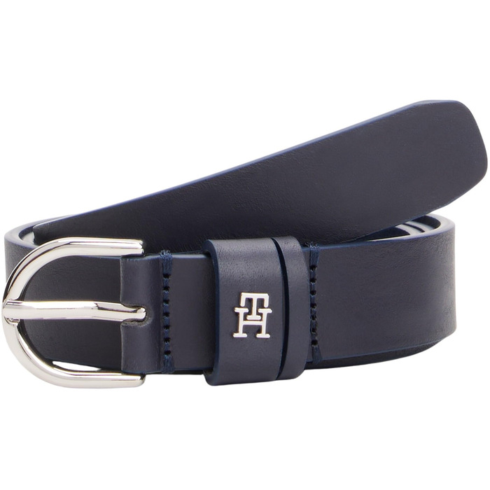 Ремінь жіночий Tommy Hilfiger Essential Effortless 2,5 см шкіряний синій (Space Blue) 80 см