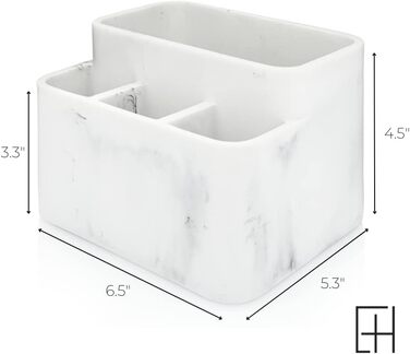 White marble toothbrush holder and bathroom organizer – keeps your bathroom counter organized and stylish.