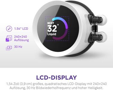 NZXT Kraken RGB 240 - Рідинна система охолодження CPU з LCD-дисплеєм, білий, 2023