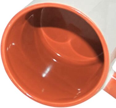 MR.R Set of 6 Sublimation Blanks, Dishwasher Safe, White Ceramic Mug, Porcelain, Coffee Mug with Inner Handle, Orange Color, Round Handle, 11 Ounces, for Heat Transfer Printing