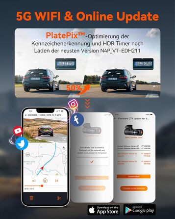 Відеореєстратор VANTRUE STARVIS 2: 4K + 1080P + 1440P, 3 канали, GPS, WiFi, паркувальний режим, нічне бачення, LTE (N4 Pro)