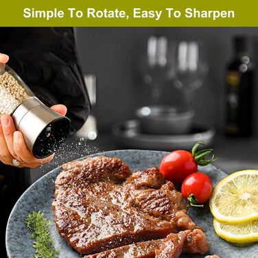 Набір меланець для солі та перцю (2 шт.) з регульованим керамічним млинком, 180 мл. Меланець для перцю, солі та чилі, ручний, для різних спецій.