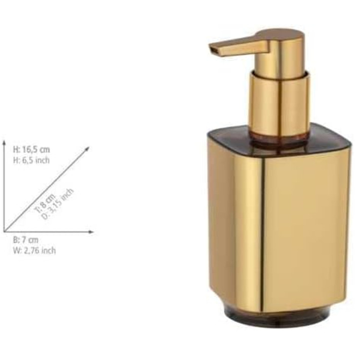 Дозатор для мила WENKO Auron Gold, 300 мл, пластиковий, для ванної та кухні