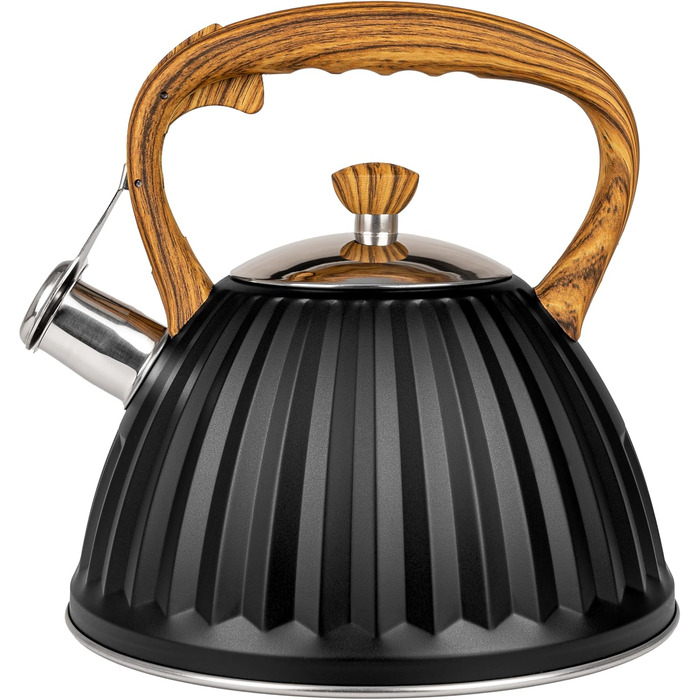 Чайник для води Karl Hausmann Induktion 3L, чорний, з автоматичним свистком, нержавіюча сталь, для всіх типів плит