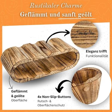 Rustic Wine Rack Wood Charred - Wooden Bottle Rack for 6 Bottles, 2 Tiers - Timeless Design, Gently Oiled - Narrow Wine Rack for Kitchen, Dining Room, Living Room