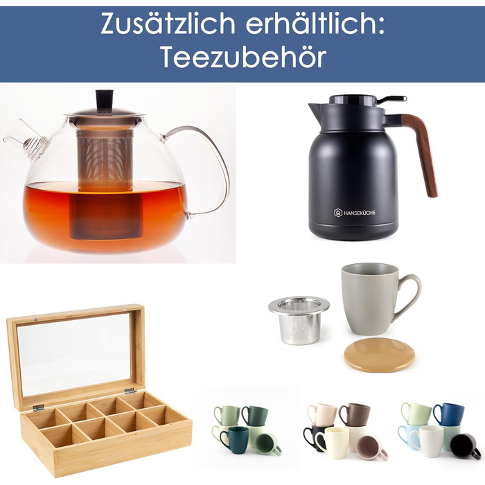 Чайник для чаю з підставкою-підігрівачем та вийманим ситом з нержавіючої сталі 304, термопот для листового чаю та чайних пакетиків, чорний