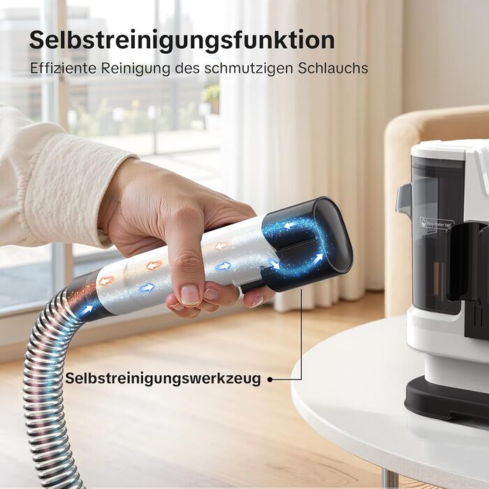 Lubluelu Пилосос для чищення м'яких меблів та килимів – 600 Вт, 20 кПа, з самоочищенням та довгим шлангом для килимів, диванів та авто (слонова кістка)