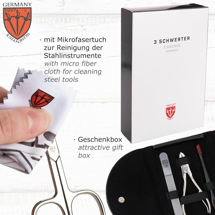 Набір для манікюру DREI SCHWERTER 'Romagna' 7 предметів | Німецька якість, вишуканий дизайн Straussoptik | У футлярі з екошкіри (бордовий)