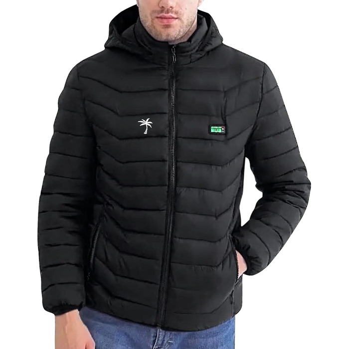 Обогрівальна куртка для чоловіків та жінок з капюшоном, тепла куртка-жилет, куртка з підігрівом для активного відпочинку, туризму, полювання, мотоциклів та кемпінгу (L, чорний)