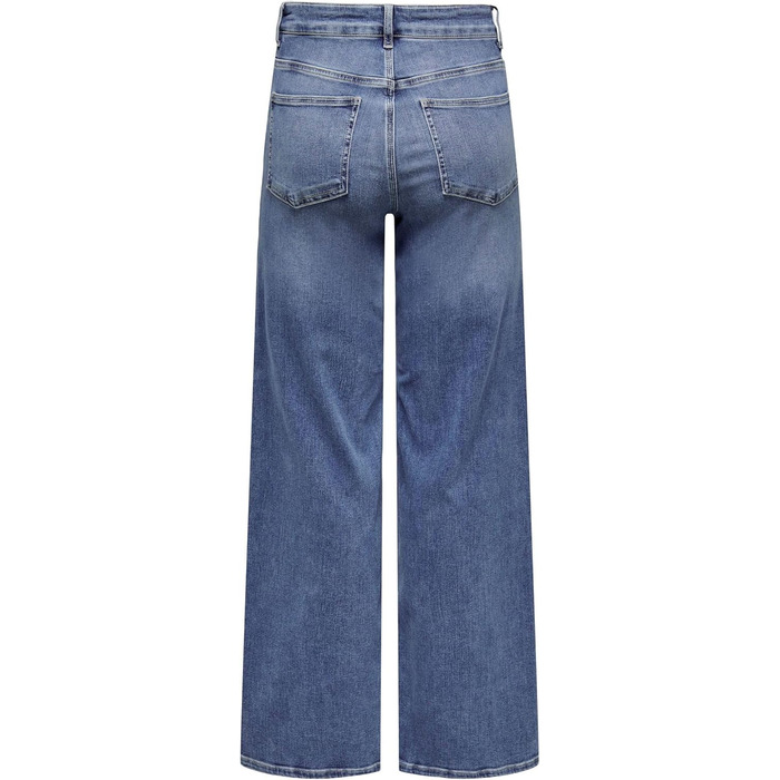 Джинси жіночі ONLY Madison з широкими штанинами, висока талія, середній блакитний денім (M/32L)
