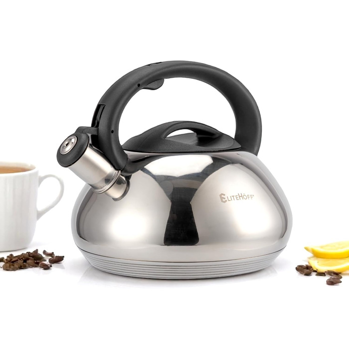 Електричний чайник EliteHoff з індукційним нагріванням, 3л, нержавіюча сталь, з автоматичним свистком, срібний, для всіх типів плит (E-5113)