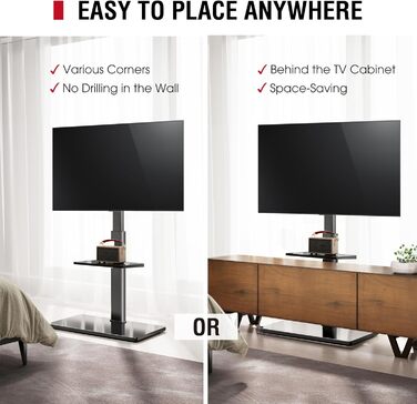 Підставка для телевізора Boden для 32-65 дюймів, поворотна (60°), регульована по висоті (8 ступенів), чорна, до 40 кг, VESA 400x400