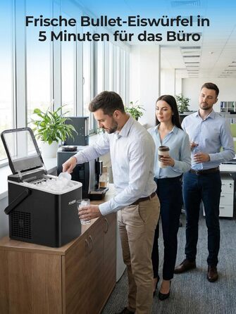 Машина для приготування льоду FOHERE з ручкою, 14 кг/24 год, 9 кубиків льоду за 5 хвилин, 2 розміри, самоочищення, портативна з лопаткою та кошиком – ідеальна для дому, кухні, офісу, кемпінгу, вечірки, RV