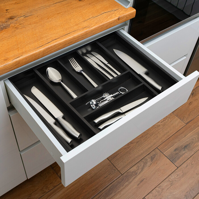 Relaxdays Extendable Bamboo Cutlery Box