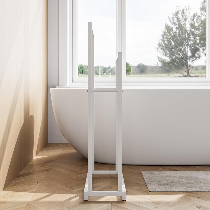 Підставка для рушників, тримач для рушників, стійка для рушників на 3 рейки, для ванної кімнати, сталева, 2 яруси (білий)