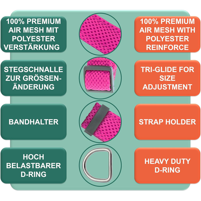 Преміум нашийник для собак DEY Air Mesh | Регульований | для малих, середніх та великих собак | багато кольорів та розмірів | нашийник для собак та котів | нашийники для собак | нашийник для цуценят | Рожевий, M [M/L] - 2,5 x 34-49 см Рожевий