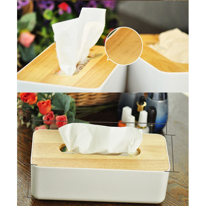Wooden Cosmetic Tissue Box, 26x13x11cm Tissue Dispenser, Practical Tissue Box, Rectangular Tissue Box for Standard Tissues
