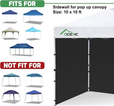 3 Piece Side Walls for 3x3M Gazebo, Gazebo Side Wall for Garden Gazebo and Pop-Up Gazebo with Velcro, 210D Waterproof, Black, Without Canopy