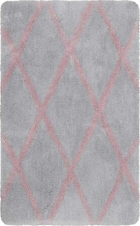Homie Living Badteppich, Bath Mat, fluffy, soft pile, non-slip and washable, San Bosa (55 x 65 cm, Grey Pink) Grey Pink 55 x 65 cm